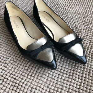 Nine West flats. Suede pointed toe with bow